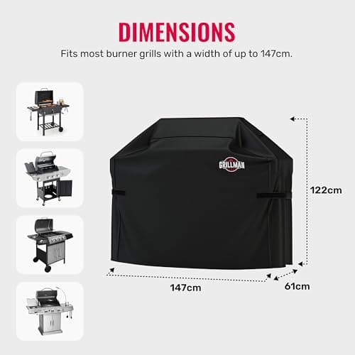 Grillman Heavy-Duty BBQ Cover, Gas Grill Cover for Weber Spirit, Weber Genesis, Char Broil, Nexgrill. Rip-Proof, Waterproof (58 x 24x 48 inches, Black) BBQ Covers — view 2