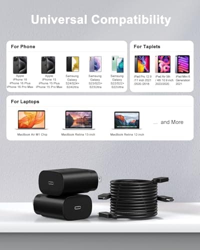 Type C Charger Fast Charging, 2Pack [10FT&6FT] Long USB C Cable with 25W Phone Super Fast Charger Block Compatible with Galaxy S25/S24/Plus/Ultra,iPhone 15/16/17/Air/Plus/Pro Max — view 4