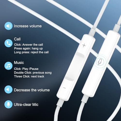 SUPVOL USB C Earbuds for iPhone 17 16 15, 2 Pack Wired with Mic and Remote