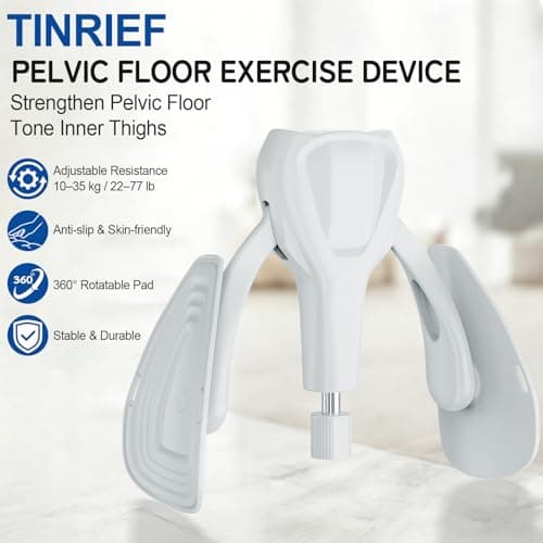 Pelvic Floor Exercise Devices 77 lb Adjustable Kegel Inner Thigh Exerciser and Hip Trainer Workout Equipment for Home Postpartum Recovery Women Men, with Band, Grey