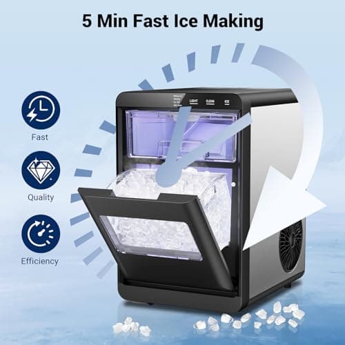 Nugget Ice Maker, 44lbs/24h Ice Makers Countertop, Soft Ice Ready in 5-10Mins Nugget Ice Maker Countertop, Self-Cleaning Pellet Ice Maker for Home, Kitchen, Office, Party — view 2
