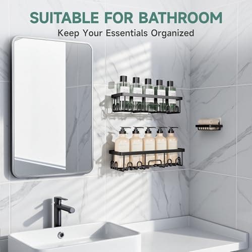 Veken Large Capacity Shower Caddy 3-Pack, Rustproof & Waterproof Shelves — view 4