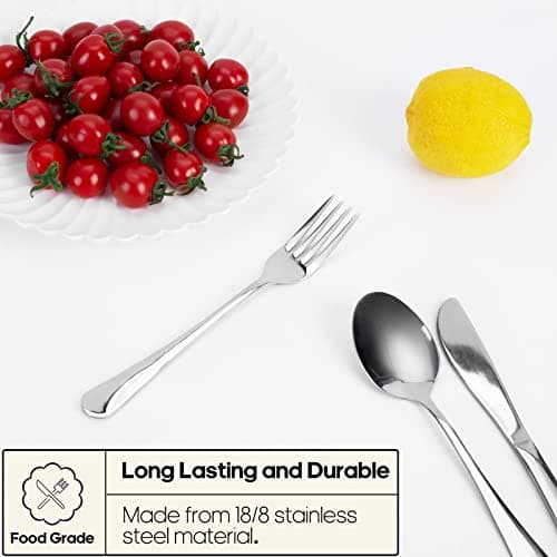 Travel Utensils with Case, Quatish 4 Piece Stainless Steel Silverware Set for Work, Portable Reusable Travel Cutlery Set, Fork and Spoon Set for Picnic, Camping, Gadgets, Lunch Box for Men, Silver — view 4