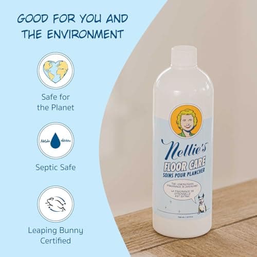 Nellie's Floor Care - Plant-Based Cleaner for Hardwood, Tile, Ceramic, and More - Removes Household Dirt and Odors - Refreshing Lemongrass Scent (25 fl oz) - Made in Canada