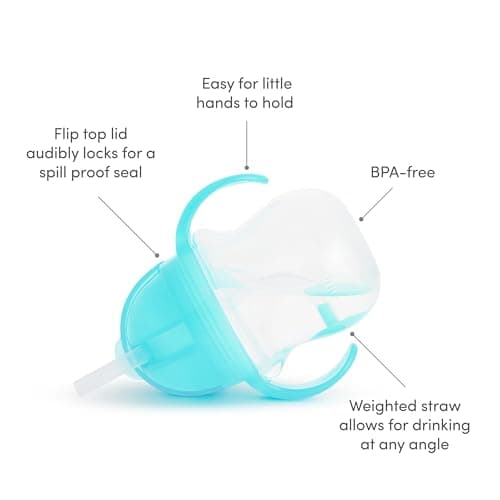 Munchkin Any Angle Click Lock Weighted Straw Trainer Cup, 7 Oz, 1 Pack, Blue — view 2
