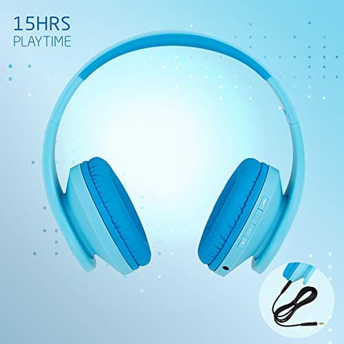 PowerLocus Kids Headphones Over-Ear, Bluetooth Wireless Headphones for Kids,with Microphone, Safe 85DB Volume Limited, Foldable with Carry Case, Audio Cable, Micro SD mode for Online Classes,PC,Phones — view 6