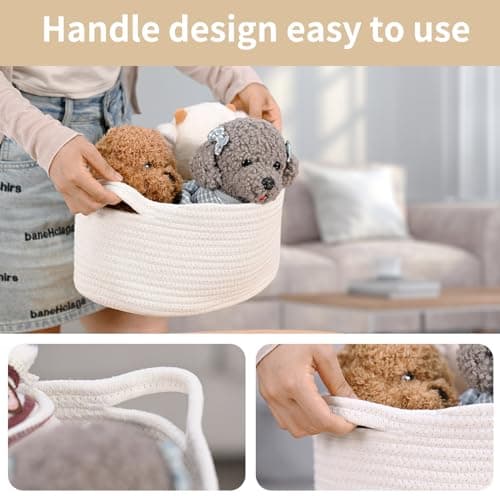 Happyiren Cute Woven Gift Basket – Beige Empty Gift Basket for Nursery, Baby Shower Gifts, Birthday, Wedding, Burr Baskets for Valentines Day,, Decorative Storage Bin for Toys, Diapers, Books — view 3
