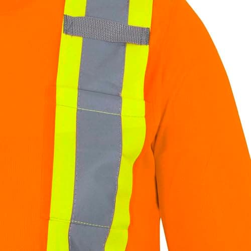 Pioneer Hi Vis Long Sleeve Safety Shirt - Breathable & Soft Work T-Shirt with Reflective Tape - Class 3 - Orange — view 12
