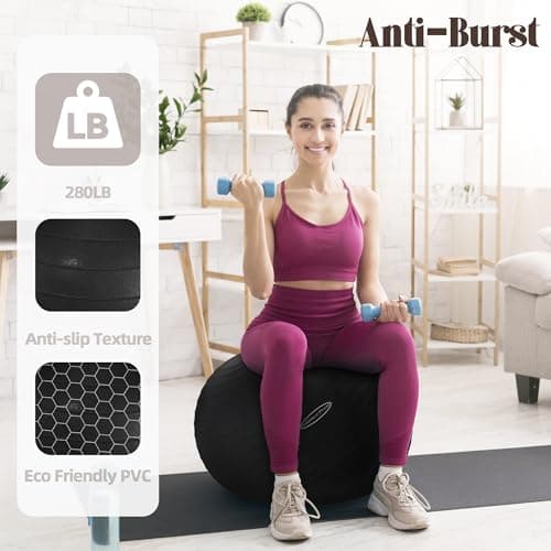 BalanceFrom Anti-Burst Slip Resistant Exercise Ball - 26-inch Black, 2,000-Pound Capacity — view 3