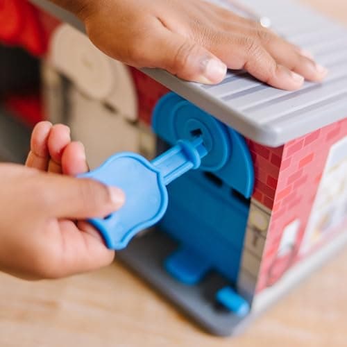 Melissa & Doug Toy Keys and Cars Wooden Rescue Vehicles and Garage (7 pcs) Toddler Pull Back Toys, Toy Garage for Kids Ages 3+ — view 5