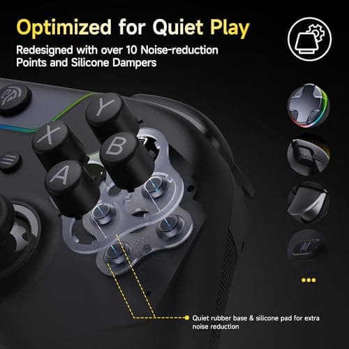 EasySMX X05 Pro Wireless PC Controller, Upgraded 2-Stage Triggers, Soft Click Buttons, Hall Joysticks, 1000Hz Polling, 8-Way D-Pad, 1000mAh Battery, Multi-Platforms Controller for PC/Switch/Android/iOS, Black