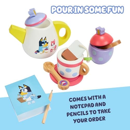 8th Wonder Bluey Toys Wooden Tea Party Set, 18-Piece Durable Toy Tea Set with Tray, Teapot, Teaspoons, and More, Pretend Play for Toddlers of Ages 3+ — view 4