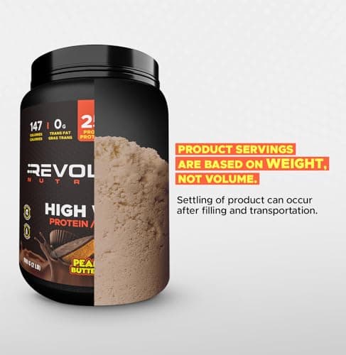 Revolution Nutrition, High Whey, Protein Powder 2LB, Whey Protein, Gluten Free, 25g of Protein Per Scoop, 908 g, 24 Servings (Peanut Butter Cup, 2 Pound) — view 6