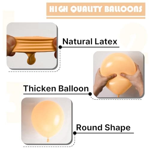PartyWoo Nude Balloons 50 pcs 12 Inch Beige Apricot Boho Neutral Latex Balloons for Wedding Baby Shower Gender Reveal Graduation Birthday Party Decorations Apricot-F05 — view 7