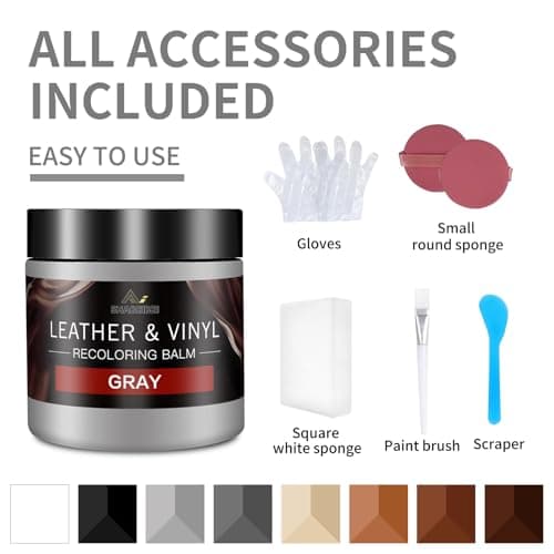 Leather Recoloring Balm and Leather Repair Kit for Furniture, Gray Leather Dye for Couches, Car Seats, Leather Paint & Stain for Sofa, Chairs, Bags, and More — view 5