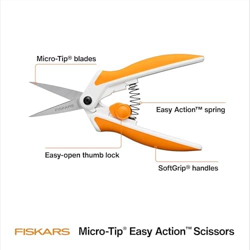 Fiskars Micro-Tip Spring Assisted Scissors, Precision Cutting Stainless Steel Blades, Comfort Handle, Cut Details in Fabric, Sewing Scissors and Arts and Crafts Tools — view 2
