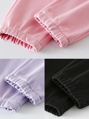 SOIBEEN Girls Sweatpants Elastic Drawstring Sports Jogging Trousers for Kids Casual Pants Solid Color Joggers with Pockets 7-8 Years — view 7
