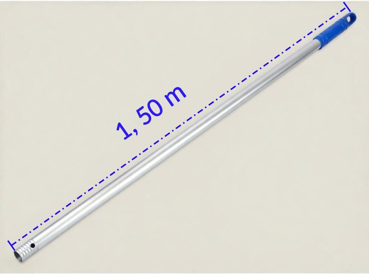 Sanjoma Palo de escoba o fregona, de Aluminio Anodizado 1,50 m Espesor 1 mm Mango Azul con Agujero (4) — view 2