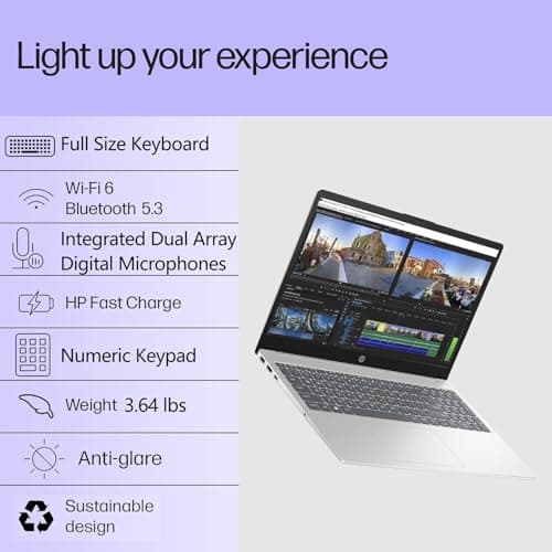 HP Pavilion 15.6" FHD Laptop Computer, 8GB DDR4 RAM, 256GB PCIe SSD, Intel N100 CPU, 2026 Edition, Portable Design, WiFi 6, Bluetooth, Webcam, Type-C, Office 365, Windows 11, Light Gray — view 2