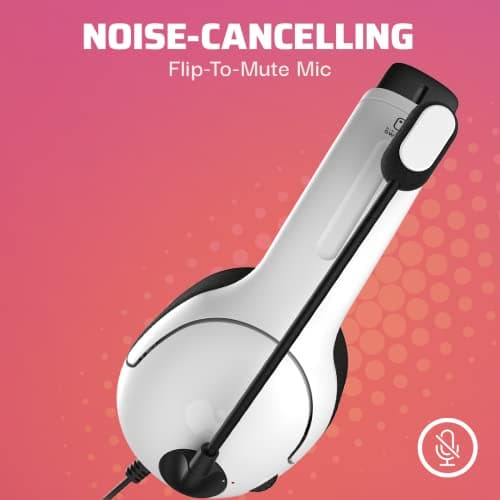 PDP Gaming AIRLITE Stereo Headset with Mic for Nintendo Switch/Switch Lite/OLED - Wired Power Noise Cancelling Microphone, Lightweight, Soft Comfort On Ear Headphones (Black & White) — view 3