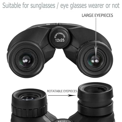 Occer 12x25 Compact Binoculars for Adults and Kids, Large Eyepiece Waterproof Binocular with Low Light Vision,High Powered Easy Focus Binoculars for Bird Watching,Outdoor Hunting,Travel,Sightseeing — view 2