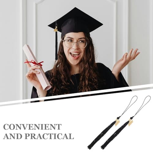 MAGICLULU 10pcs 2026 Graduation Tassels with Gold Year Charm, Black Academic Hat Fringe for Ceremony, Polyester Cap Accessories for High School College University — view 6