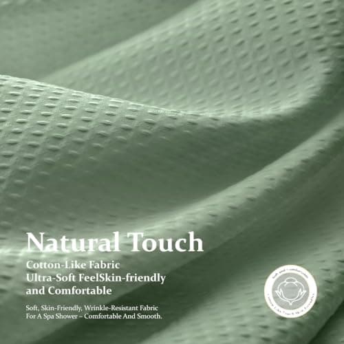Dynamene Waffle Shower Curtain 256 GSM Heavy Duty Fabric 72"x72" Sage Green — view 5
