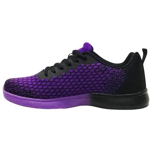 Pyramid Women’s Path Lite Seamless Mesh Bowling Shoes - Lightweight Seamless Design, Athletic Fit, Breathable Knit Upper, Universal Slide Soles, Black/Purple, 7.5 — view 2