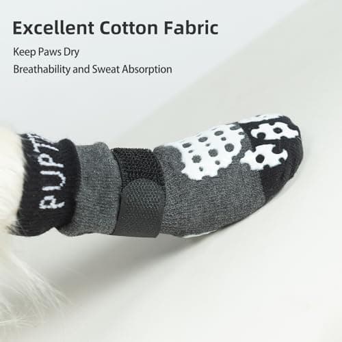 PUPTECK Anti-Slip Dog Socks with Double Sides Grips for Small Medium Large Dogs Hardwood Floors Prevents Licking, Dog Shoes for Hot Pavement Traction Control Paw Protector for Senior Dogs, Grey XL — view 3