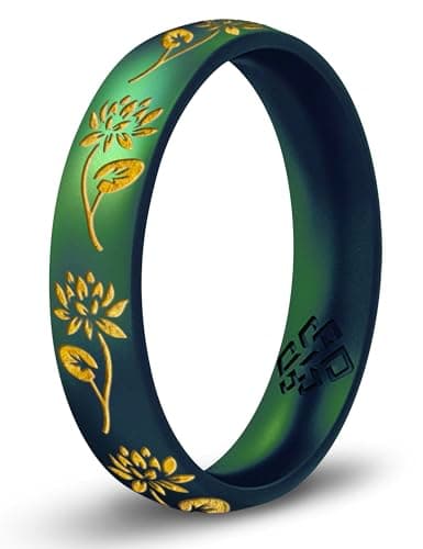 Knot Theory July Flower Gold Ink Green Enchanted Silicone Size 6 4mm