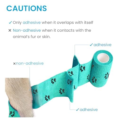 WePet Pet Wrap, Self-Adhesive Non-Woven Tape for Dog Legs, Paws, Wounds, First Aid Cohesive Gauze for Horse, Cat, Bird, Animal, 6 Rolls, 2 Inch, Pawprints A — view 2