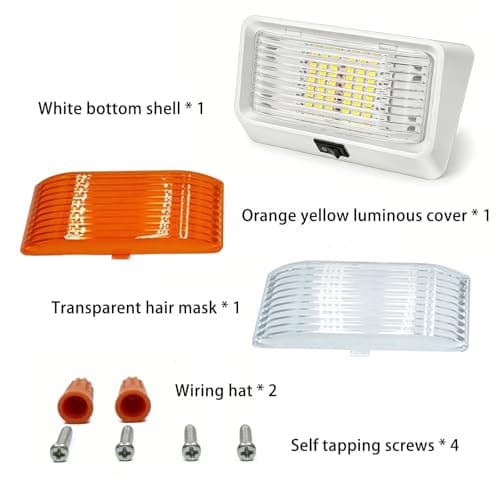LED RV Exterior Porch Light with Switch, 12V Utility Lighting Fixture, 320 Lumen – Replacement Lamp for RVs, Trailers, Campers & 5th Wheels – White Base with Clear & Amber Lenses — view 5