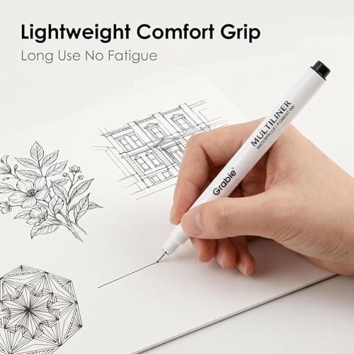 Grabie Micro Fineliner Pens, 6 Black Fine Line Waterproof Drawing Pens, Assorted Point Sizes for Sketching, Illustration, Journaling, Art Supplies — view 5