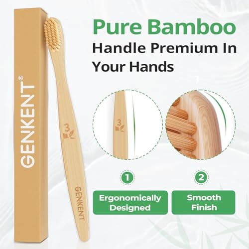 GENKENT Ultra Soft Bamboo Toothbrush, 12 Pack, 0.15mm Bristles — view 3