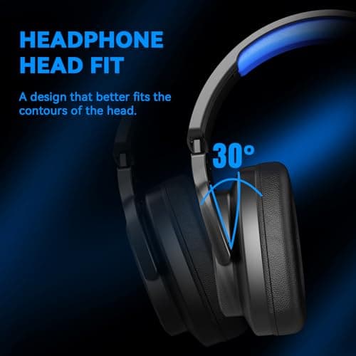 Jimonyer Gaming Headset for PS5 PS4 Xbox Series X|S PC Switch, 7.1 Surround Sound Over Ear Headphones with Noise Canceling Mic, RGB LED Light, Soft Memory Earmuffs Headset for Gaming or Work (Blue) — view 5