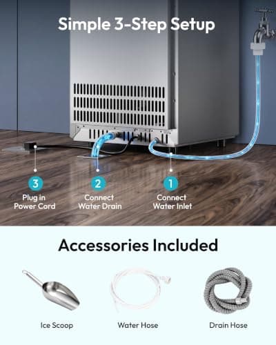 EUHOMY Under Counter Nugget Ice Maker Machine, 70Lbs/Day, Bulit-in Freestanding Ice Maker with Double Ice Baskets, Self-Cleaning & 24H Timer Ice Machine, for Home Use(Silver) — view 6