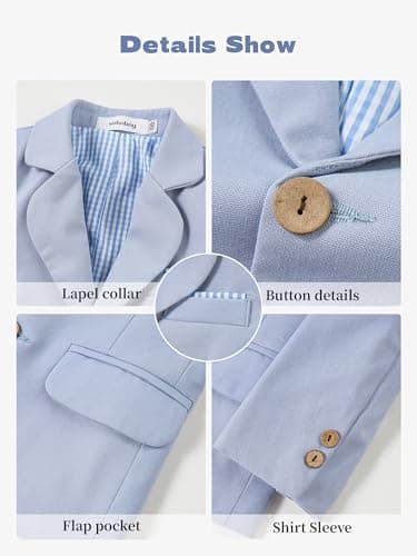 Volunboy Toddler Boy Clothes Baby Linen Tuxedo Suit Set Boys Blazer Pants Bowtie Dress Clothes (LightBlue, 4-5T) — view 3
