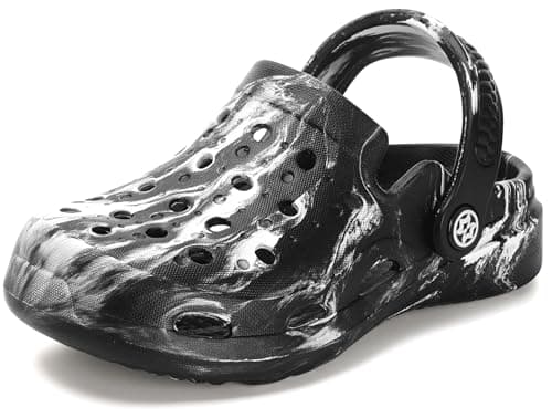 KVbabby Boys Girls Garden Clogs Slip on Sandals Water Shoes Children Shower Beach Pool Slippers(Black,5-5.5 Big Kid)