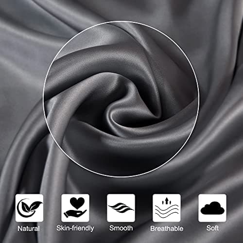Ravmix Silk Pillow Case for Hair and Skin with Hidden Zipper, Both Sides 21Momme Mulberry Silk Pillowcase Cooling Pillow Cover, Gift for Women Men, Standard Size 20×26 inches, 1PCS, Space Gray — view 6