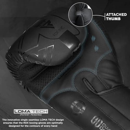 RDX Boxing Gloves, Pro Training Sparring, Maya Hide Leather, Muay Thai MMA Kickboxing, Men Women Adult, Heavy Punching Bag Focus Mitts Pads Workout, Ventilated Palm, Multi Layered, 8 10 12 14 16 18 Oz — view 4