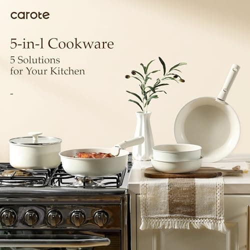 CAROTE 19pcs Pots and Pans Set, Nonstick Cookware Set Detachable Handle, Induction Kitchen Cookware Sets Non Stick with Removable Handle, RV Cookware Set, Oven Safe — view 8