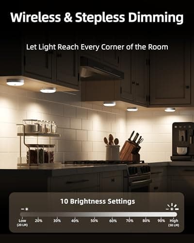 EZVALO Under Cabinet Lighting with Charging Station, 1000mAh Rechargeable Puck Lights with Remote, 3 Color Temps & 12 RGB Closet Lights, Dimmable Motion Sensor Lights for Shelf, Kitchen (6 Packs) — view 2