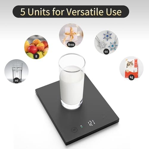 Homebuds 22lb/10kg Food Scale, Precision 0.1oz/1g by Our Professional Scale Factory Since 2001, Kitchen Scales Digital Weight Grams and Ounces for Cooking and Baking, LED, 3*AAA Batteries, Black — view 3