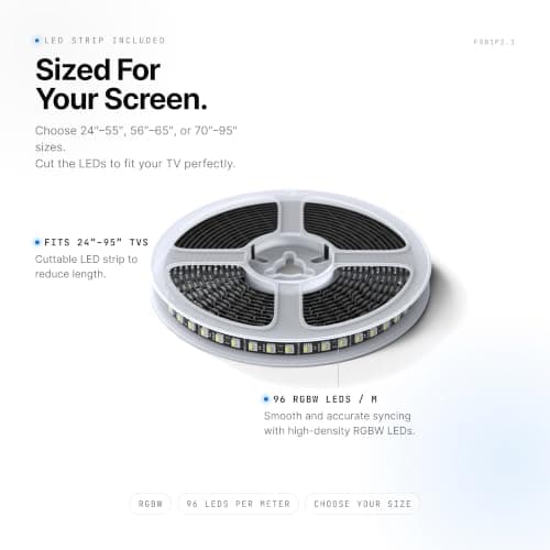 Fancyleds 2.1 Fancy Sync Box Streaming Media Player TV LED Synced Backlight with HDMI 2.1, 4K 120Hz, 144Hz, 8K 60Hz, VRR, ALLM, 96 RGBW LEDs Per Meter Ambient Lighting (for 24" to 55" TVs) — view 5