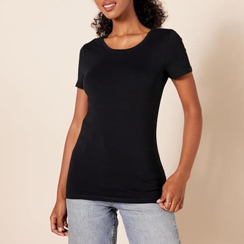 Amazon Essentials Women's 2-Pack Short-Sleeve Crewneck Solid T-Shirt Shirt, -black, Medium — view 2