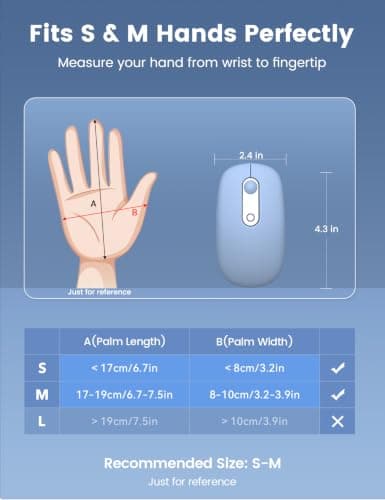 Wireless Mouse for Laptop, 2.4GHz Slim Compact & Portable Computer Mouse with USB-C Adapter, Cordless Office Mice with 3 Level DPI, Quiet Silent Optical Mice for PC Notebook Mac - M41 (Dusty Blue) — view 4