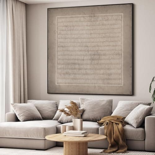 46"x46" XL Framed Wall Art Abstract Rustic Geometric Line Patter (Frame Assembly Required) — view 3