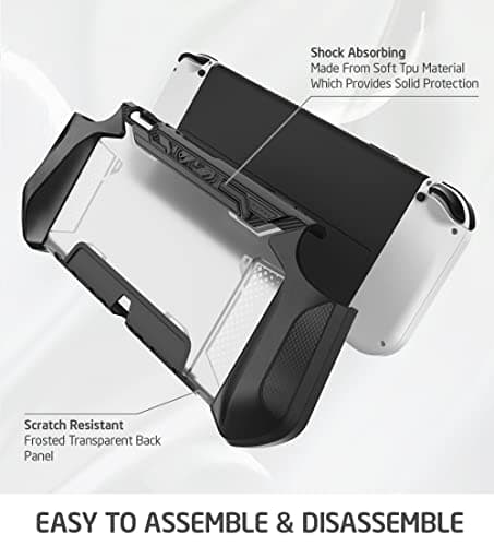Mumba Dockable Case for Nintendo Switch OLED 2021, [Blade Series] TPU Grip Protective Cover Accessories Compatible with Nintendo Switch OLED and Joy-Con Controller (Black) — view 3