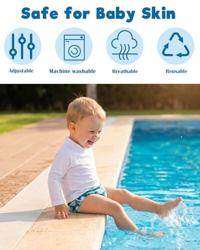 ALVABABY Swim Diapers 2pcs Reusable Baby Swim Diaper 9 Months-3T Adjustable Snap Washable Toddler Swimming Diaper for Pool Beach & Swim Lessons – Waterproof PUL Leak-Proof UPF 30+ Large Size — view 4