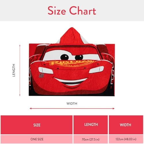 Disney Cars Boys Towel, Lightning McQueen Swimming Towel for The Pool, Wearable Beach Towels, Wrap Bath Towels, Red One Size — view 4